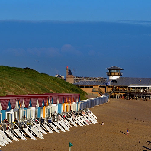 Colourful beach huts